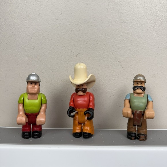 Fisher-Price Other - Vtg Fisher Price Lot Of 3 Husky Helpers Play Action Figures Cowboy Construction